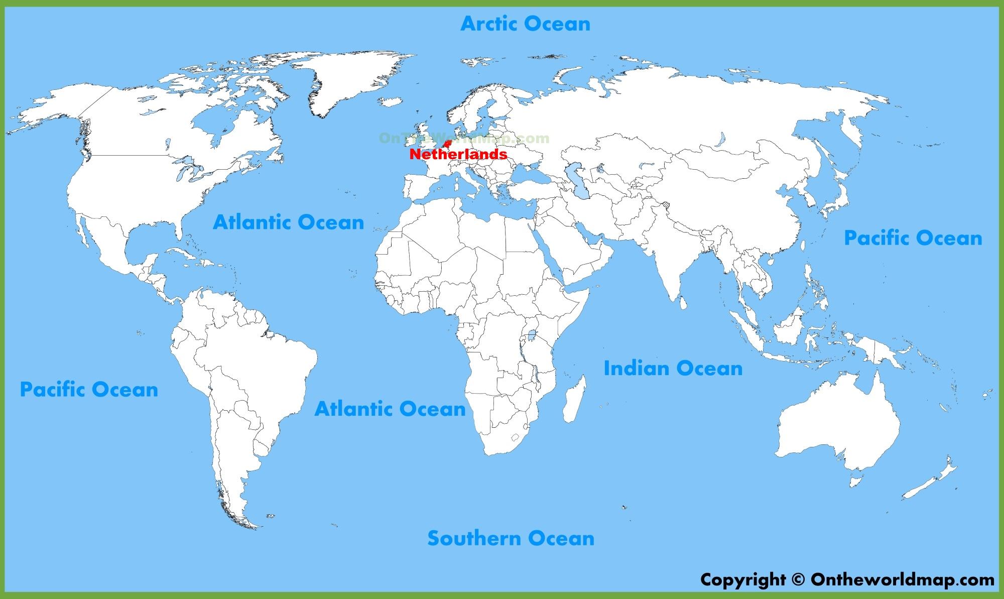 Niederlande Landkarte Welt - die Niederlande auf der Weltkarte (Western Europe - Europe)