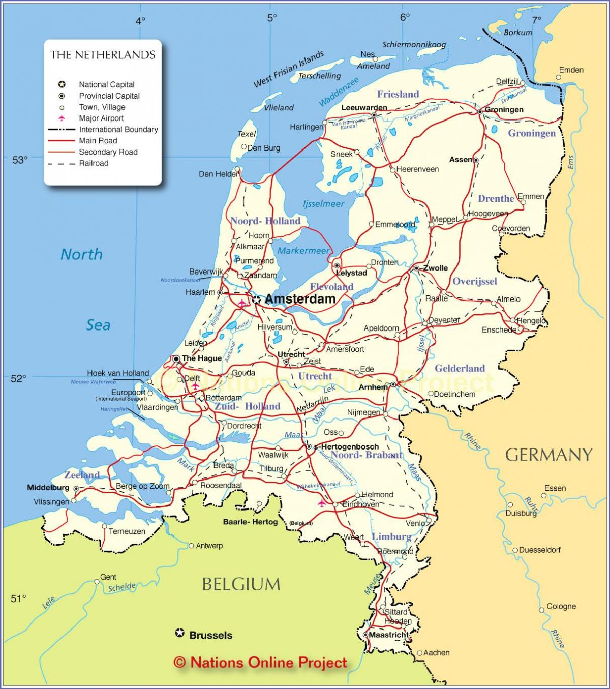 Karte von Holland und den umliegenden Ländern