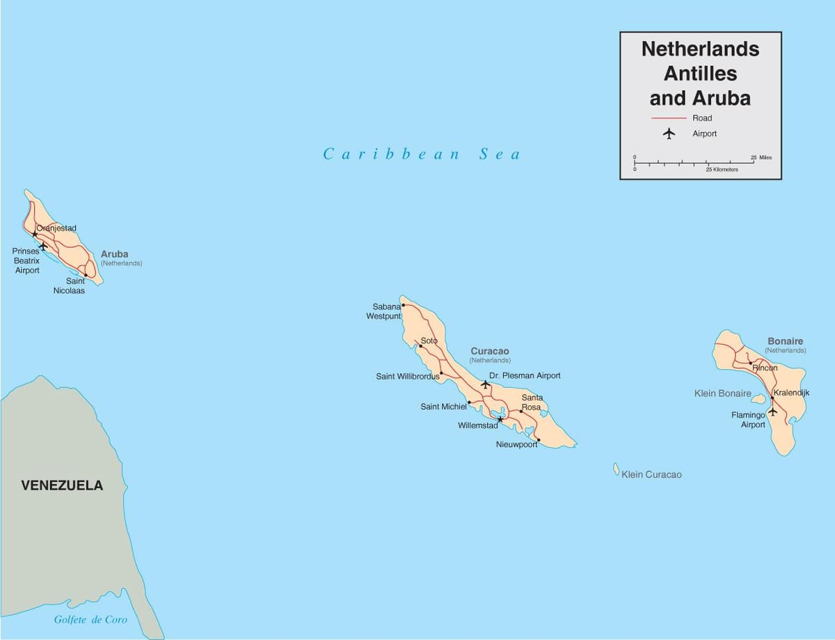 Landkarte der niederländischen Antillen