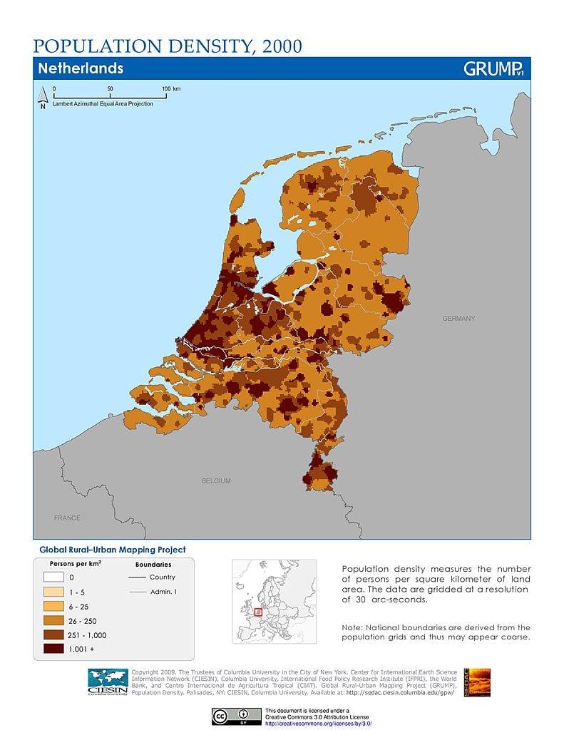 Niederlande Bevölkerung Dichte Karte