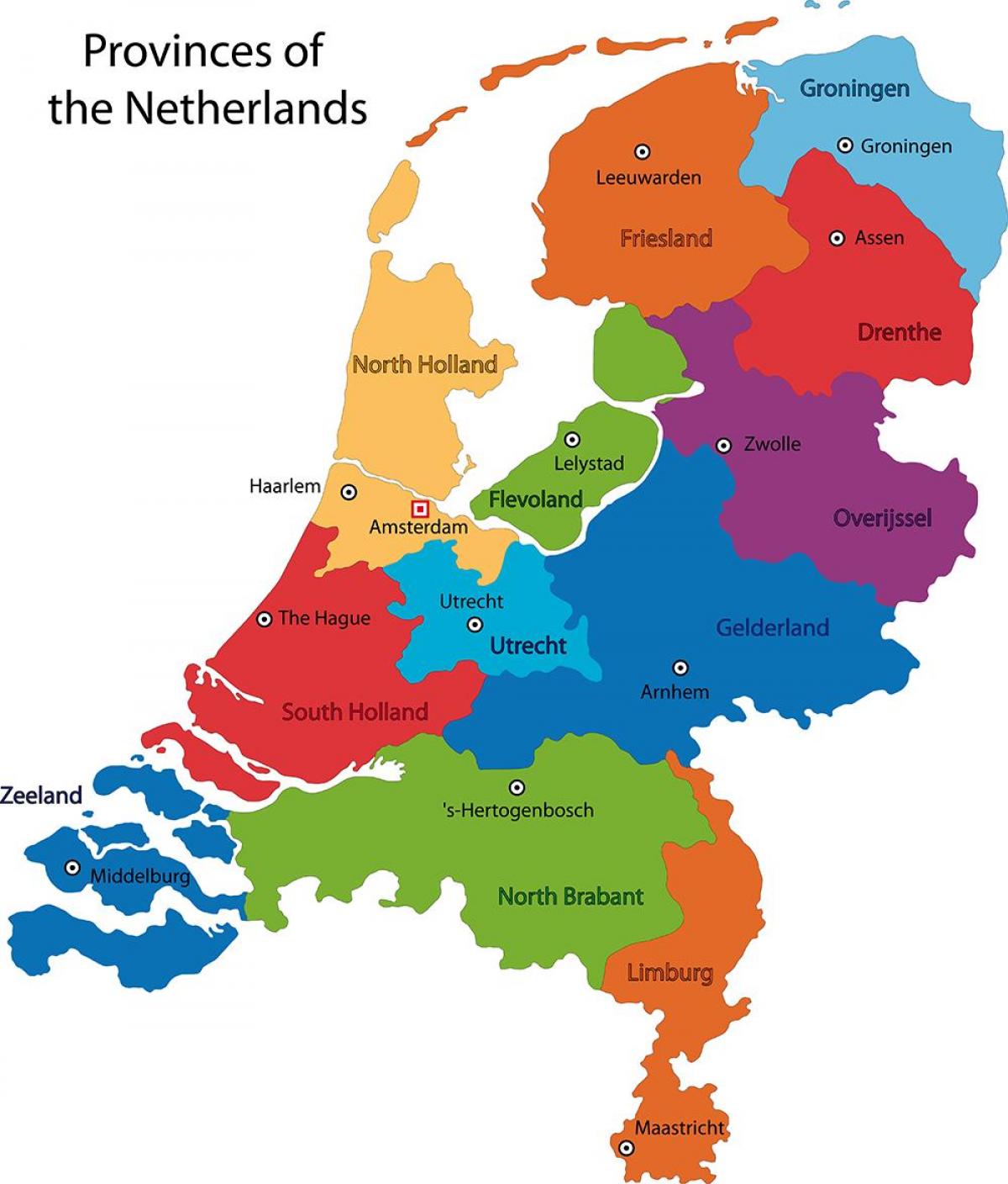 Niederlande Provinzen-Karte - Landkarte Niederlande Provinzen (West