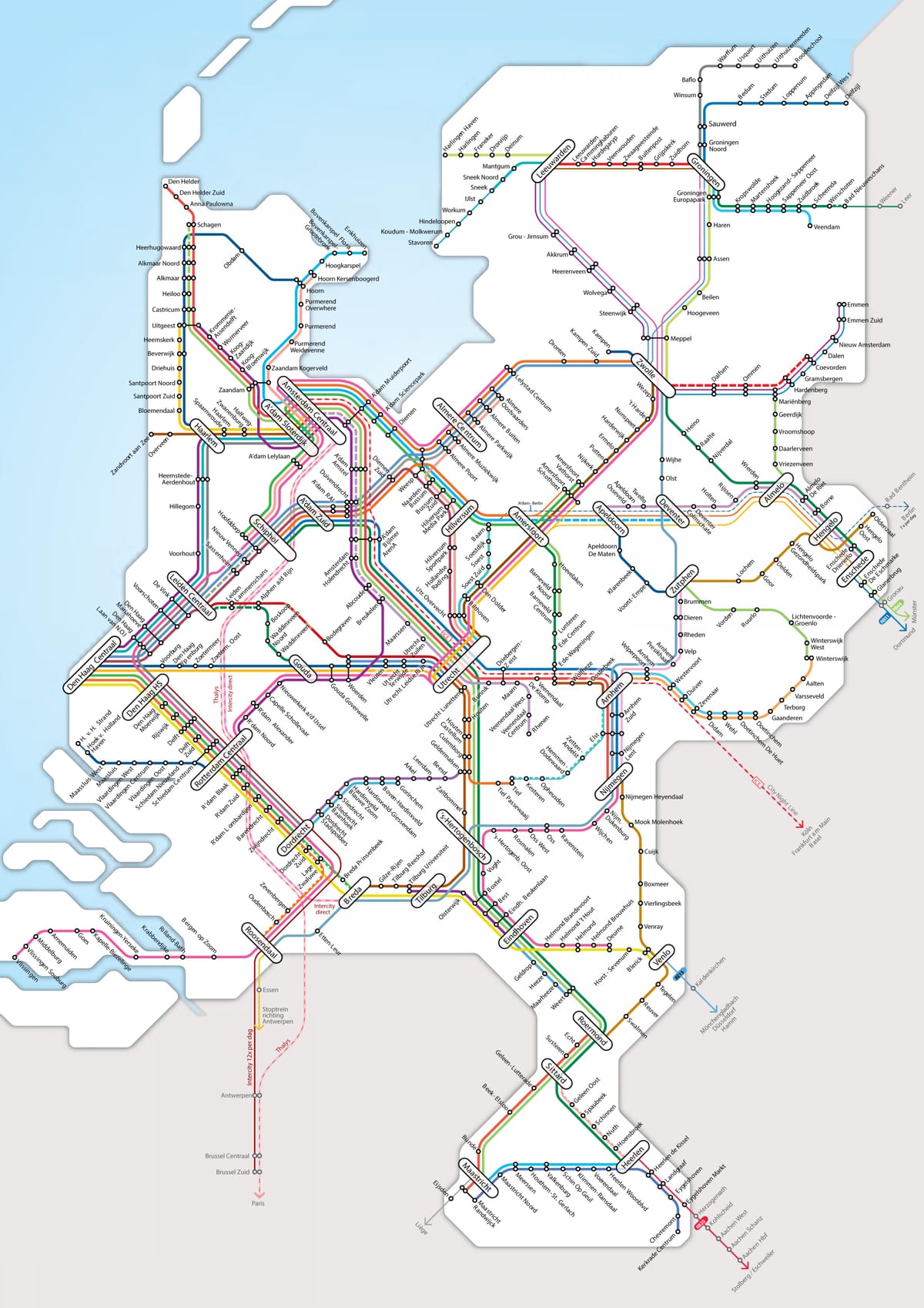 Niederlande rail network map