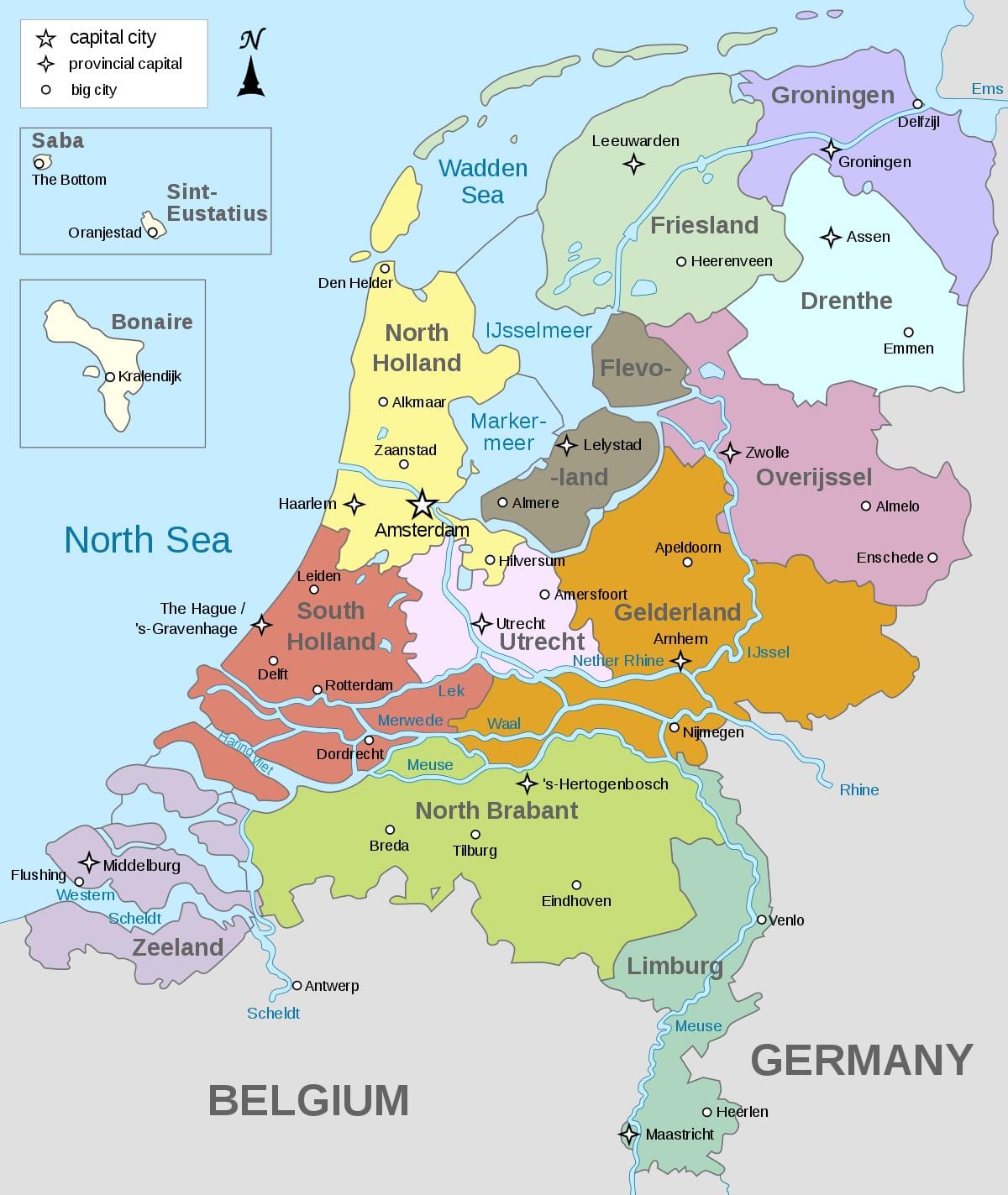 Karte von Niederlande-Regionen