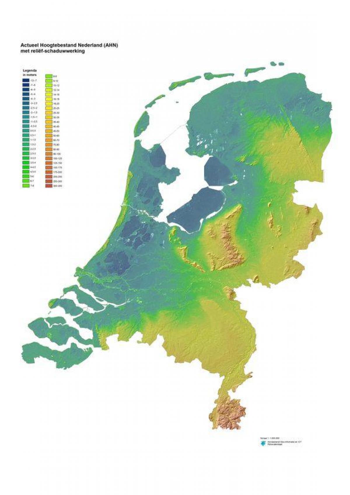 Niederlande Topographische Karte Physikalische Karte Der Niederlande Westeuropa Europa