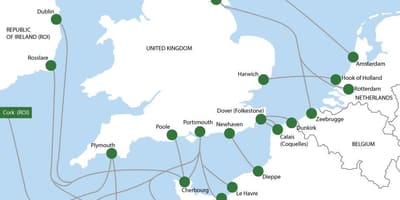 Karte der Fährverbindungen von Holland