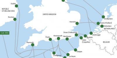 Karte der Fährverbindungen von Holland